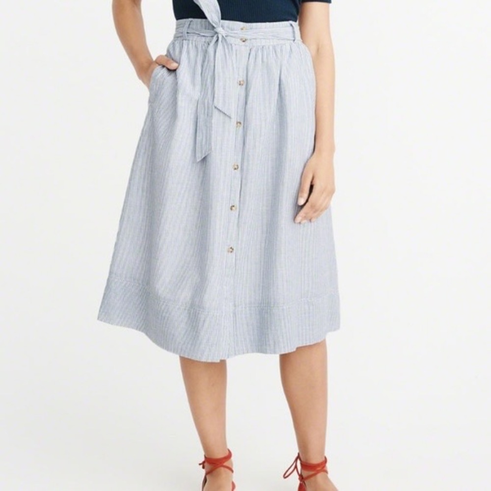 NWT Cotton/Linen Abercrombie Striped Midi Skirt